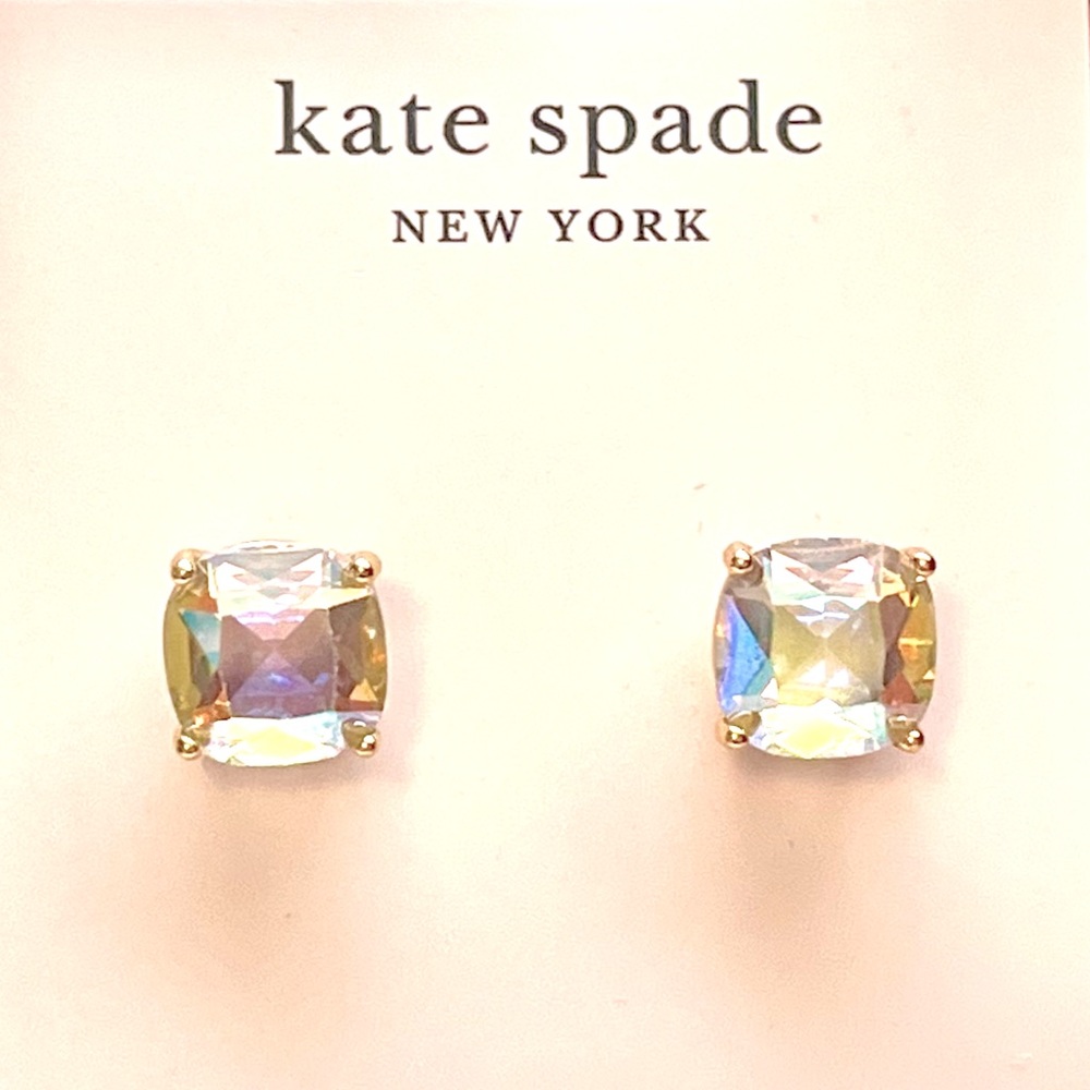 kate spade ♠️ Iridescent Square Earrings with Golden Setting - Picture 3 of 11
